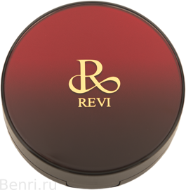Тональная основа Revi, тон 21 beige, черно-красный футляр, 15 гр.