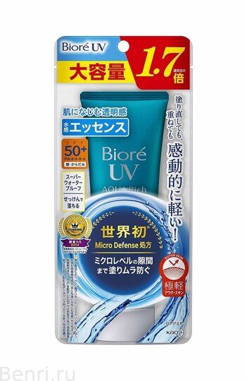 Солнцезащитная водостойкая эссенция Biore UV Aqua Rich Watery Essence SPF50+ PA++++, 85 г