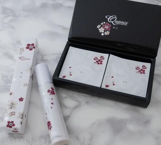 Набор Sakura White Quanis: отбеливающая сыворотка, Essence Sakura White 40 мл и патчи с микроиглами Sakura White Microneedle,  8 шт.